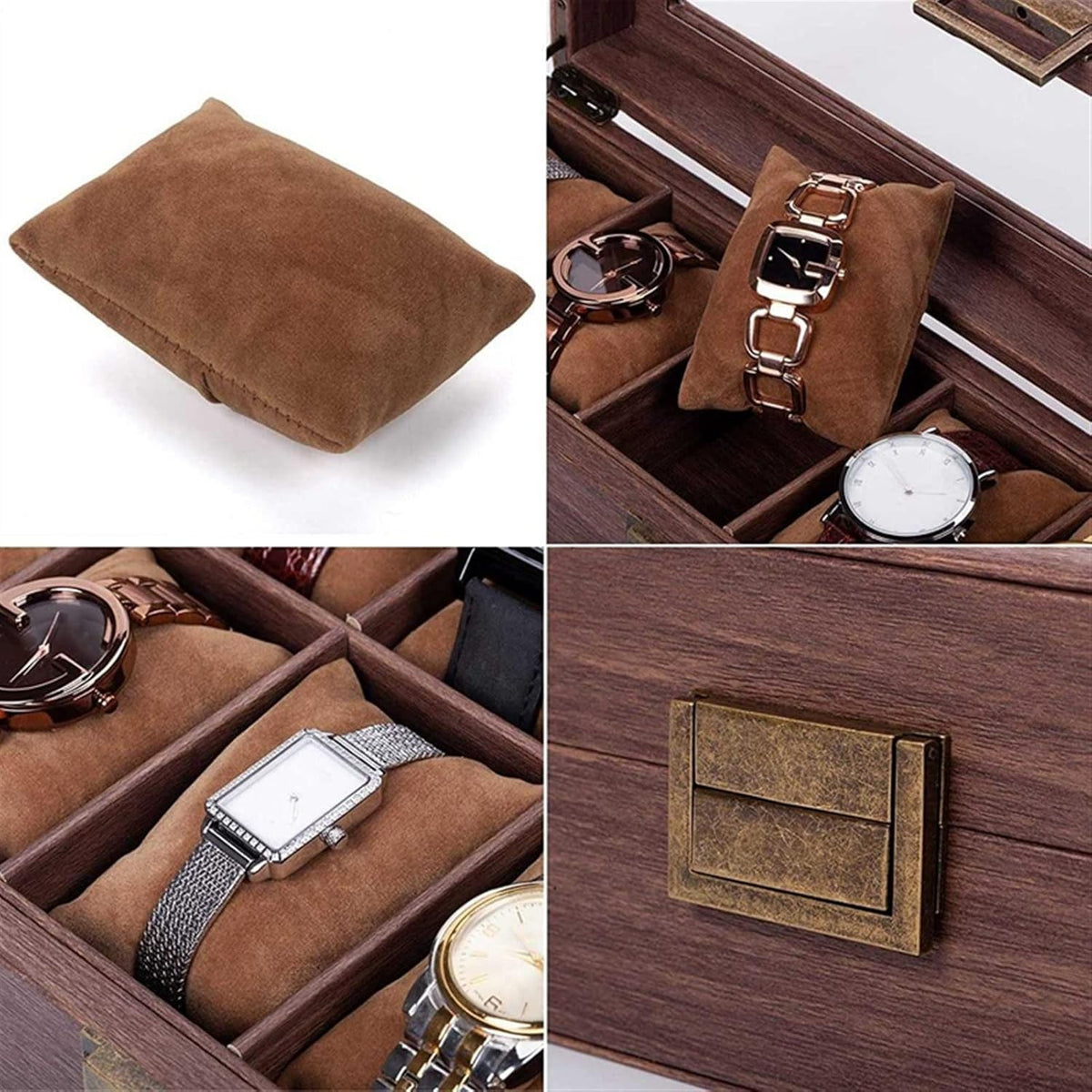 Coffret 10 Montres - Bois Brun
