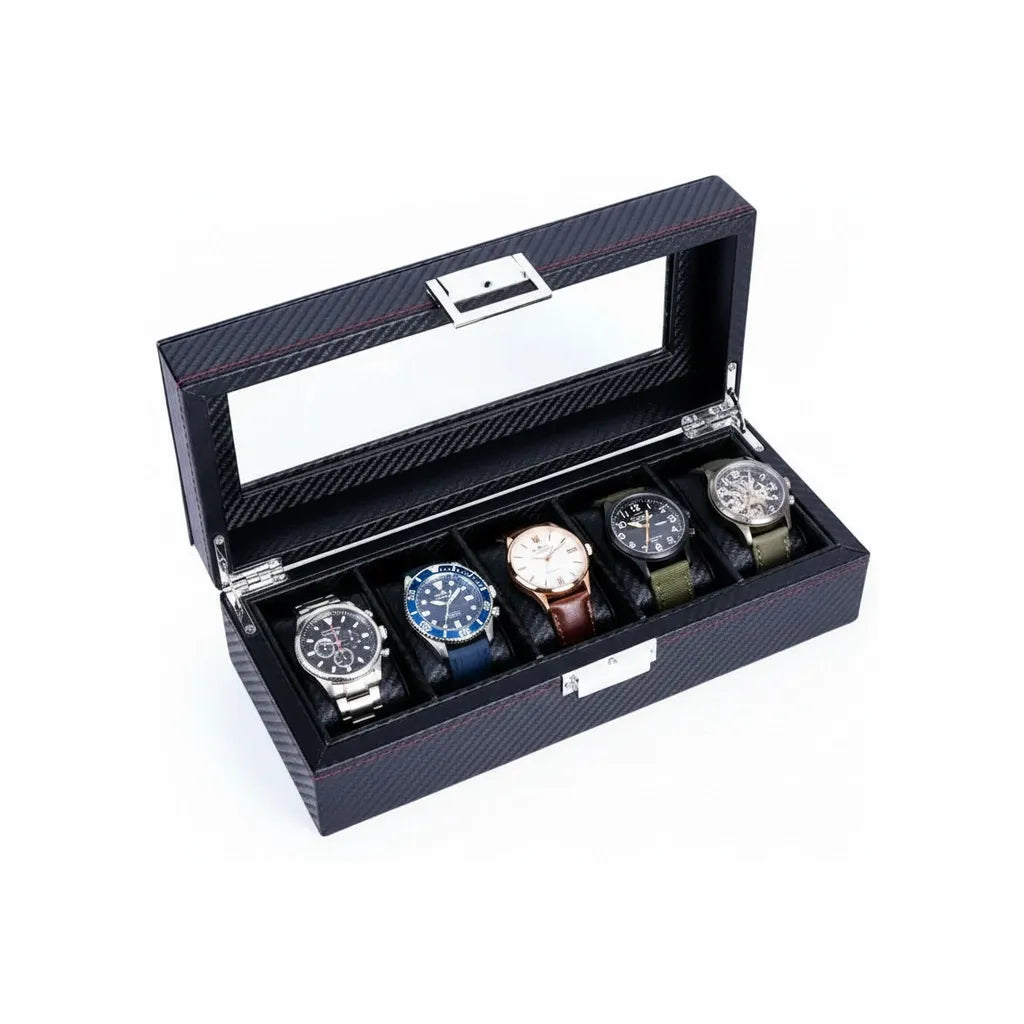 Boîte à Montres « Carborouge » – 5 Montres