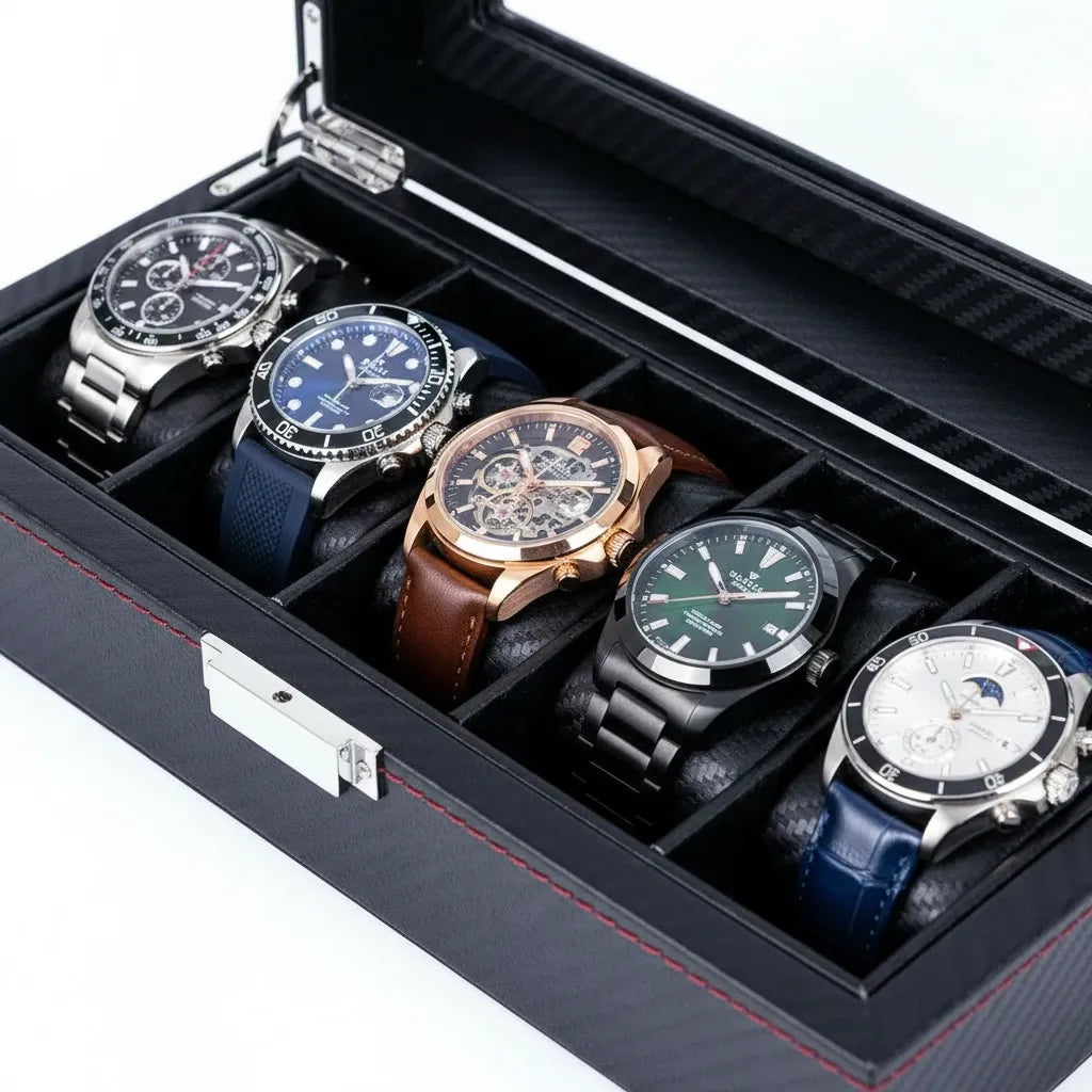 Boîte à Montres « Carborouge » – 5 Montres