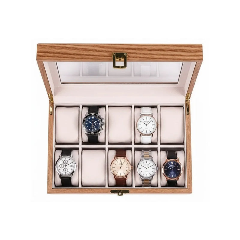 Coffret à Montres « Chêne Doré » – 10 Montres