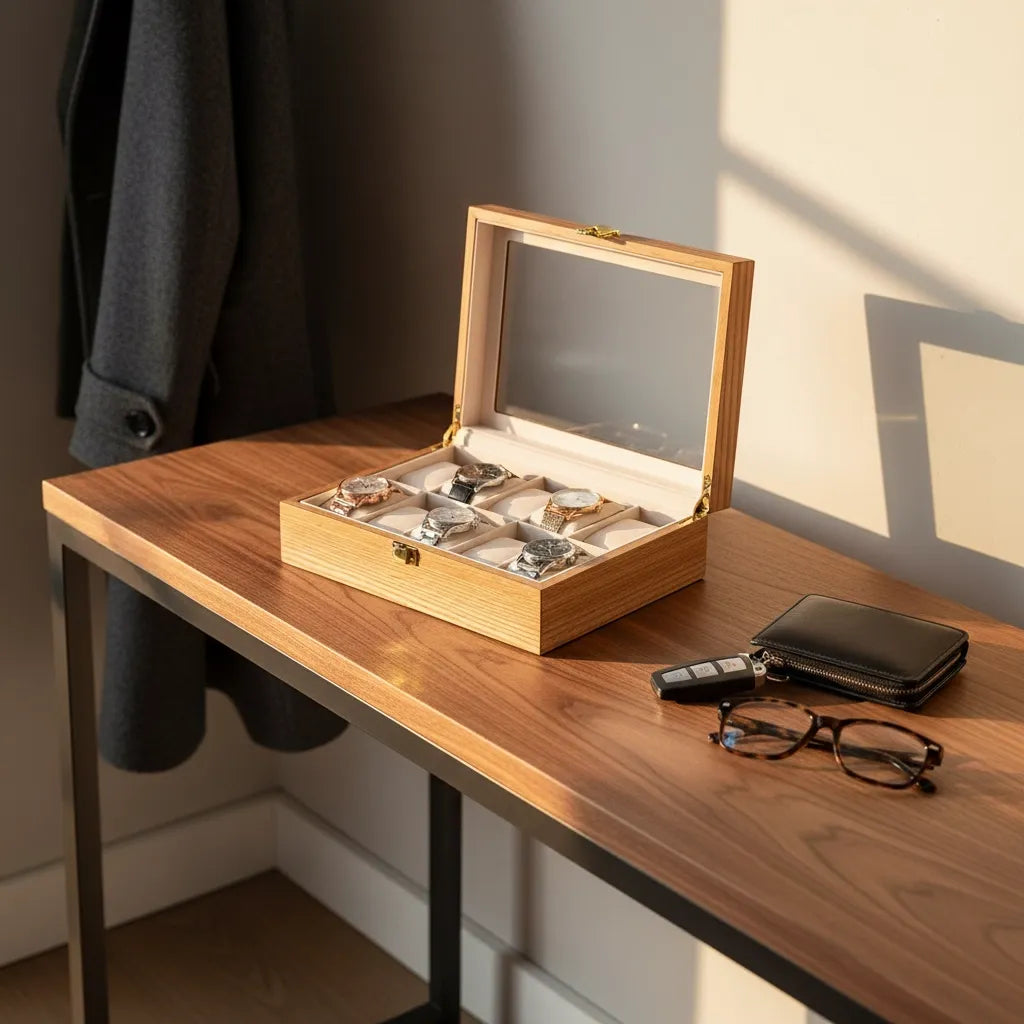 Coffret à Montres « Chêne Doré » – 10 Montres