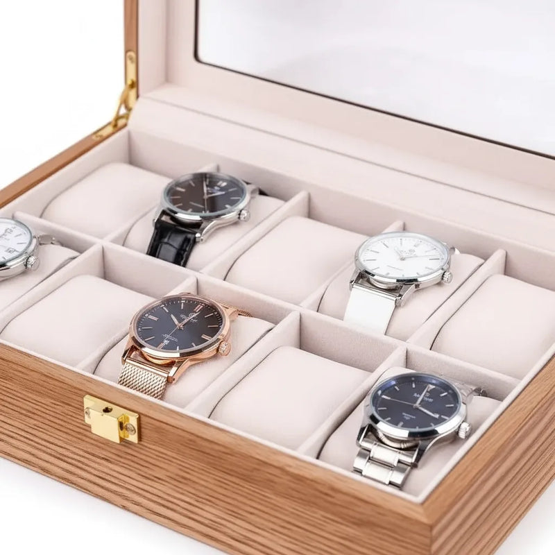 Coffret à Montres « Chêne Doré » – 10 Montres