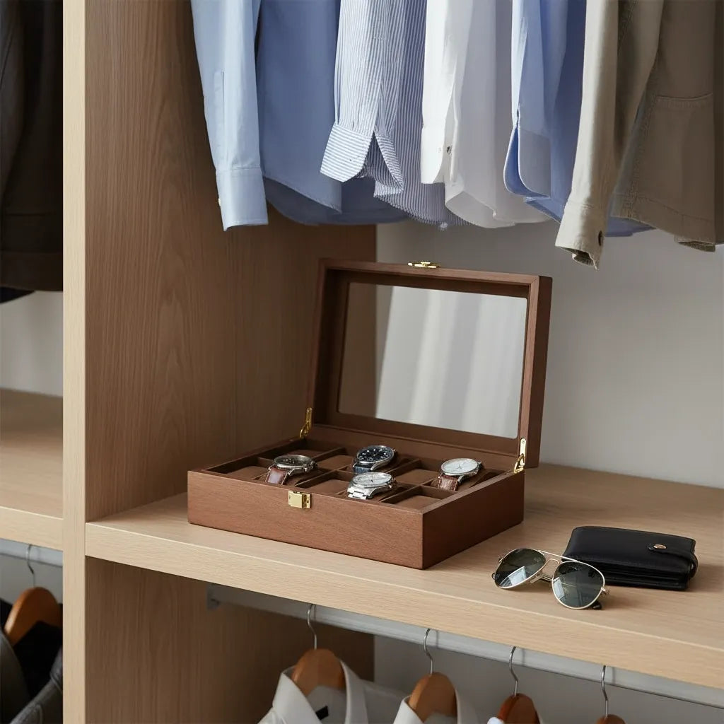 Coffret à Montres « Chêne Doré » – 10 Montres