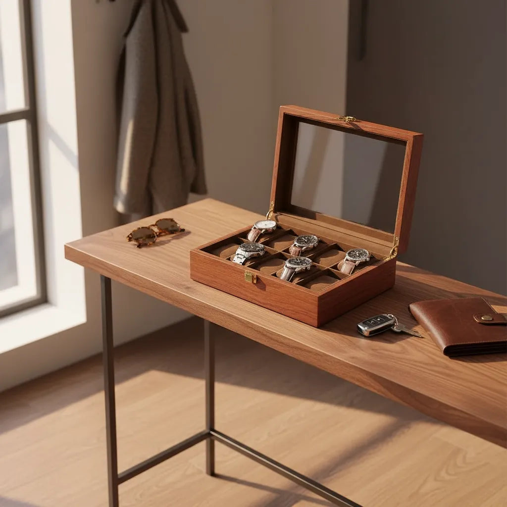 Coffret à Montres « Chêne Doré » – 10 Montres
