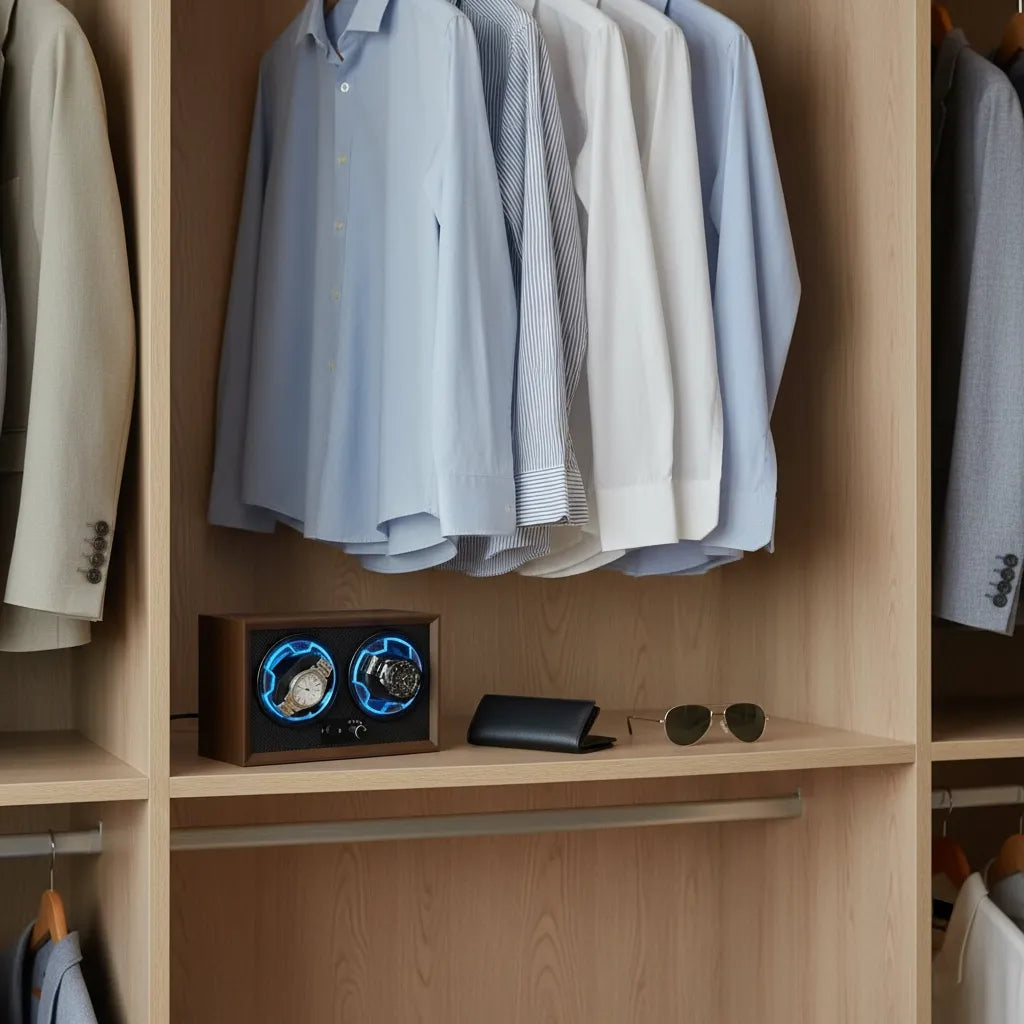 Remontoir Automatique « Acajou » – 2 Montres