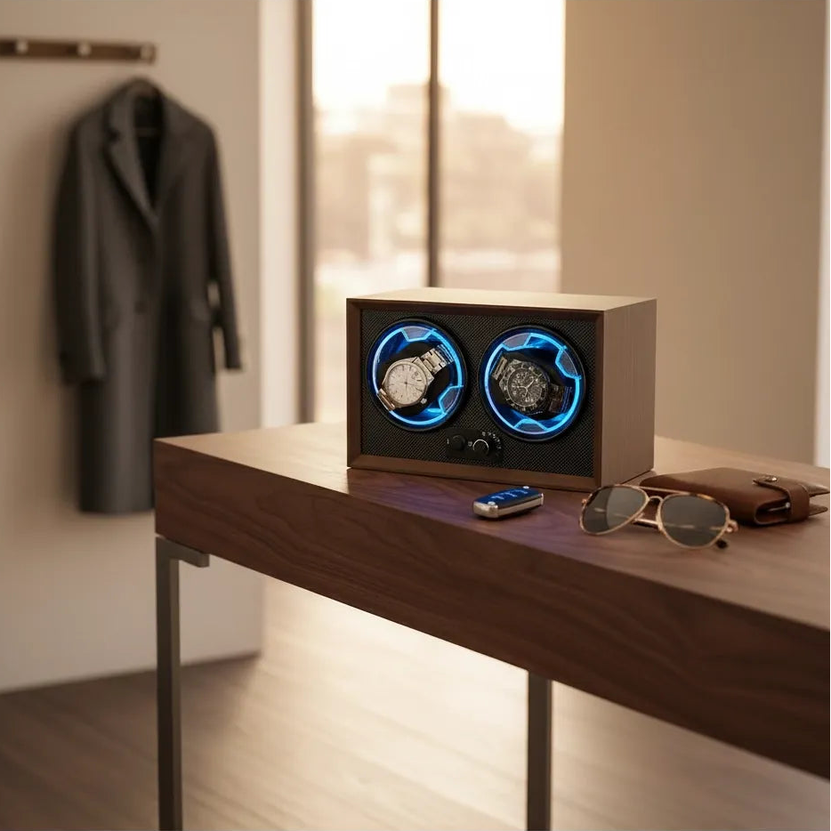 Remontoir Automatique « Acajou » – 2 Montres