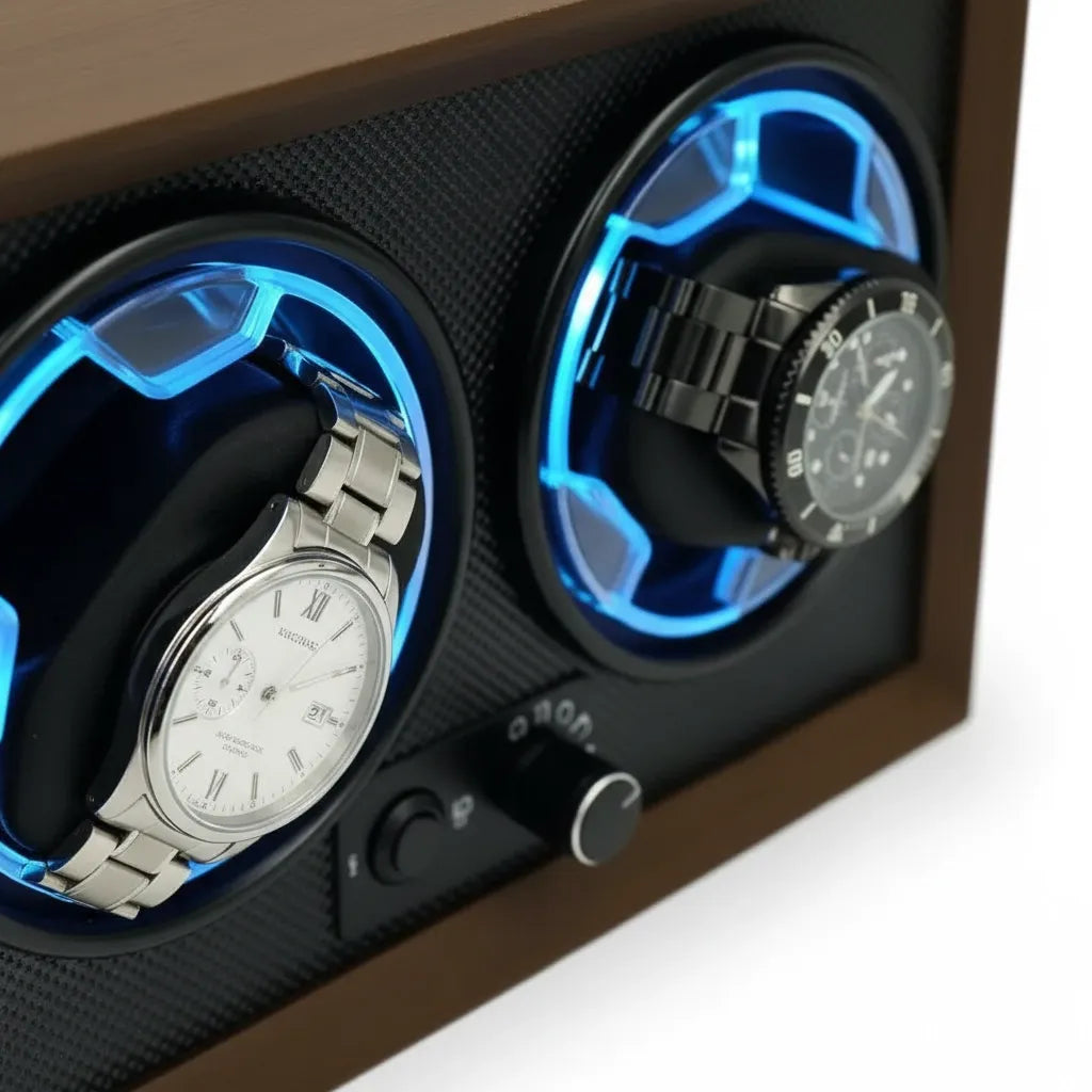 Remontoir Automatique « Acajou » – 2 Montres
