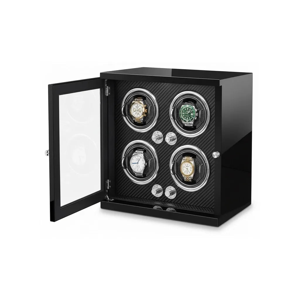 Remontoir Automatique « FibreNoire » – 4 Montres