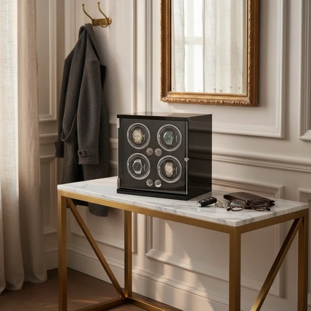 Remontoir Automatique « FibreNoire » – 4 Montres