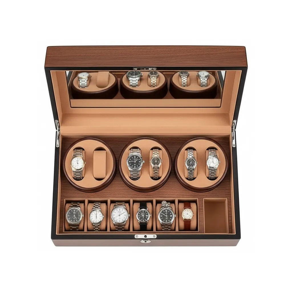 Remontoir Automatique « Noyer » – 6 Montres