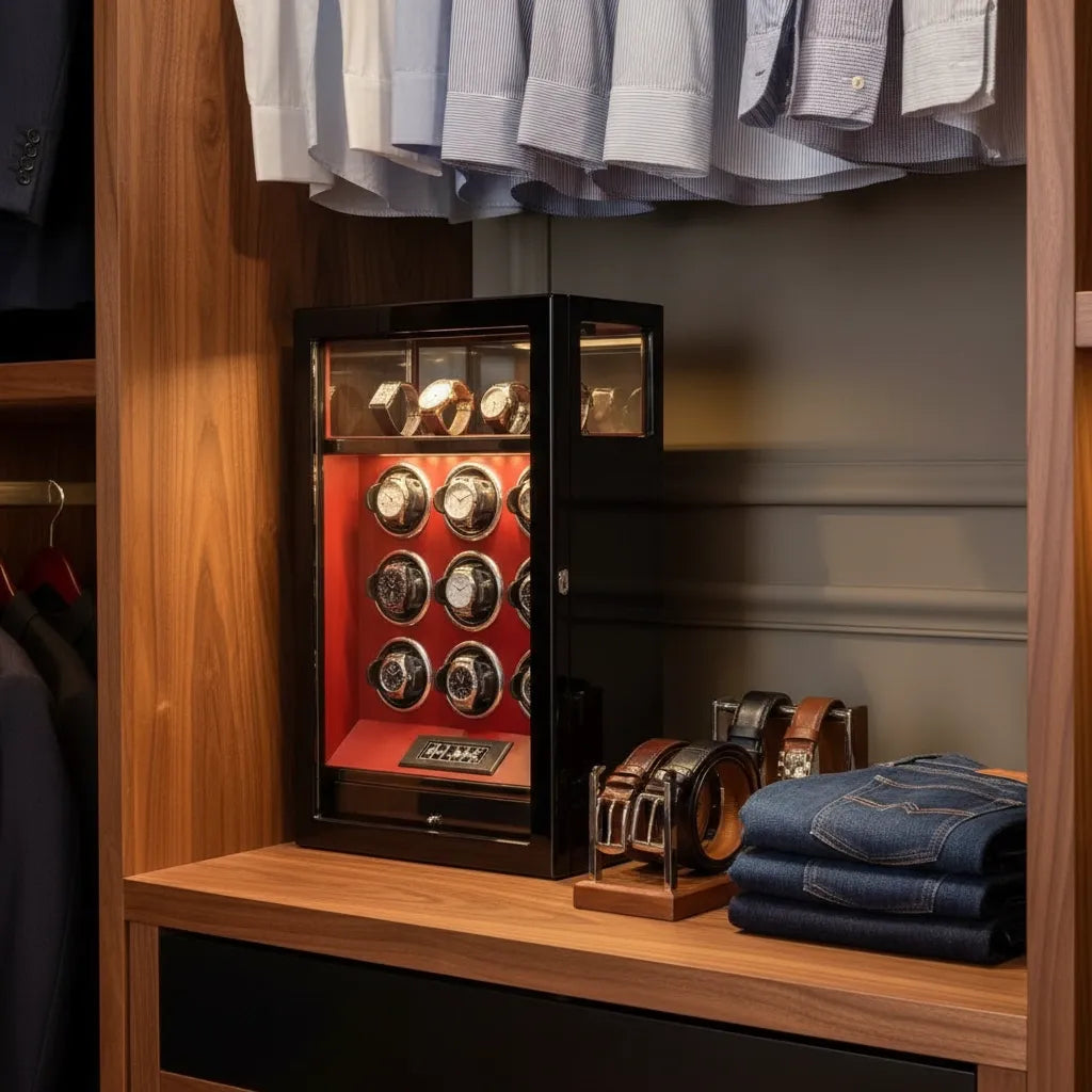 Remontoir en Bois « Cramoisi » – 9 Montres