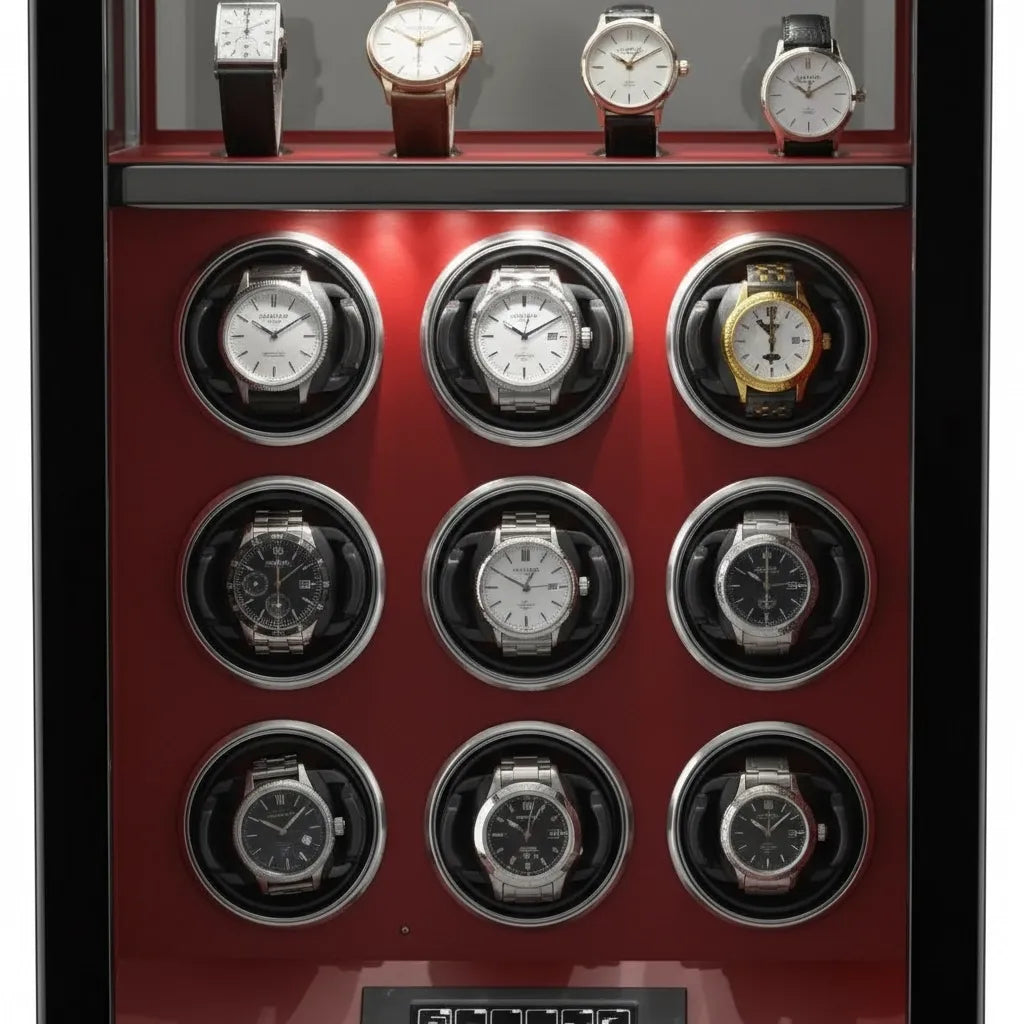 Remontoir en Bois « Cramoisi » – 9 Montres